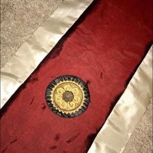 Table Runner Silk Red & Gold Embroidered Sun Flow